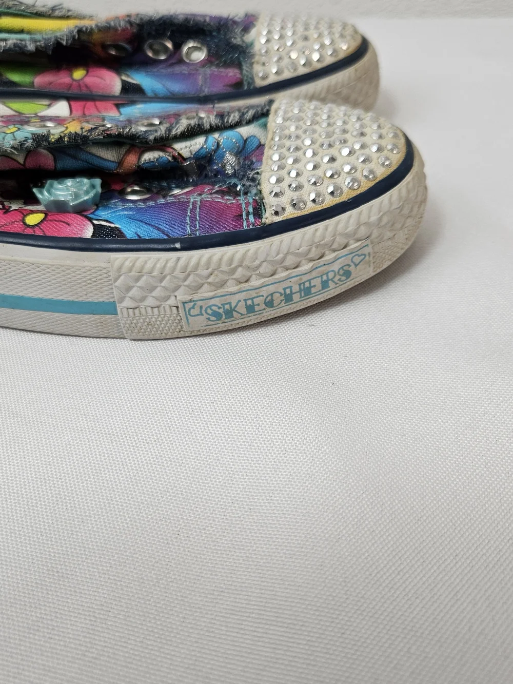 Skechers Floral Rhinestone Slip-On Sneakers - Multicolor Size 4